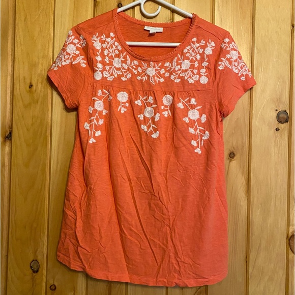 Charter Club Women's Printed Tab-Sleeve Shirt White Size Medium